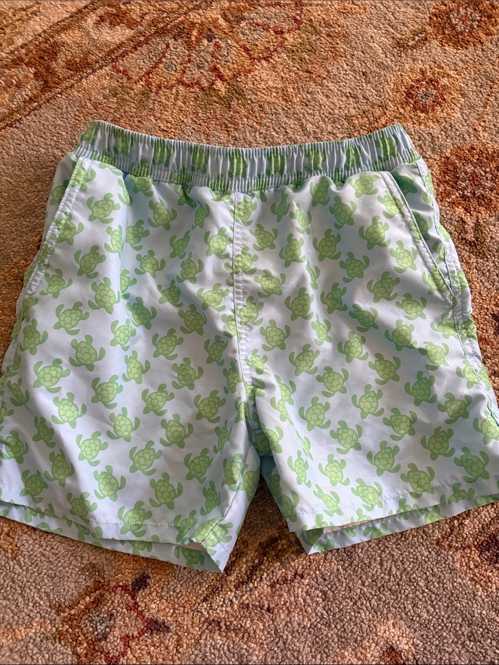✨ Excellent condition ✨ J Bailey boys Blue & Green Turtle Print swim shorts, 7